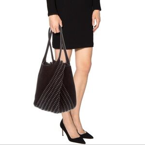 Paco Rabanne Black Twist Handle Studded Tote